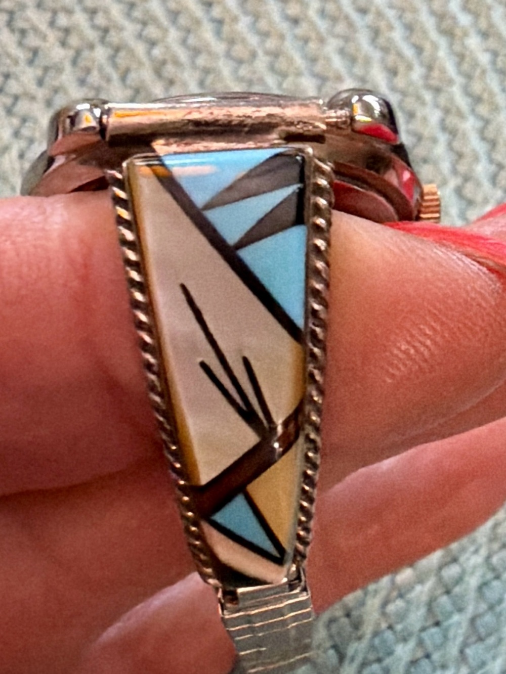 Vintage Turquoise, mother of pearl, and onyx watch